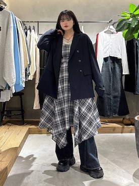 「PAGEBOY（ページボーイ）のレースアップソックスブーツ（ブーツ、ブラック系）」を使った、82omochi73さん（レディース・158cm）の春コーディネート