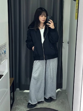 「PAGEBOY（ページボーイ）のサイドタックルーズウラケパンツ/イージーパンツ【4color・2size】（スウェットパンツ）」を使った、82omochi73さん（レディース・158cm）の秋コーディネート