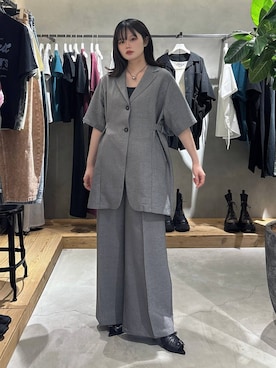 「PAGEBOY（ページボーイ）のハトメミュールサンダル（サンダル、ブラック系）」を使った、82omochi73さん（レディース・158cm）の春コーディネート