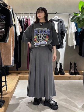 「PAGEBOY（ページボーイ）の≪S/M/Lの3サイズ展開≫ モードバックルスポサン（サンダル、ブラック系）」を使った、82omochi73さん（レディース・158cm）の春コーディネート