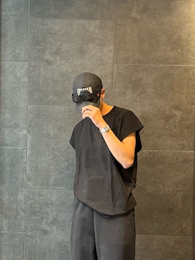 「ANDRAP（アンドラップ）のアイテム」を使った、木村旭さん（メンズ・182cm）の夏コーディネート