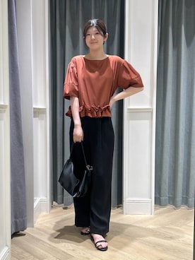 「A part by（アパートバイ）のサムリングサンダル≪追加3≫（サンダル、ブラック系）」を使った、hinariさん（レディース・167cm）の夏コーディネート