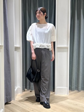 「A part by（アパートバイ）のボリュームスリッポン（スリッポン、ブラック系）」を使った、hinariさん（レディース・167cm）の夏コーディネート