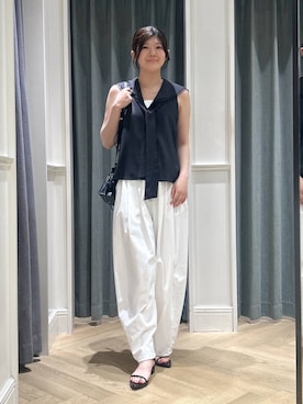 「A part by（アパートバイ）のキンチャクミニショルダバッグ（ショルダーバッグ、ブラック系）」を使った、hinariさん（レディース・167cm）の夏コーディネート