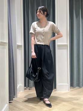 「A part by（アパートバイ）のハートモチーフバッグ（ショルダーバッグ、ブラック系）」を使った、hinariさん（レディース・167cm）の夏コーディネート