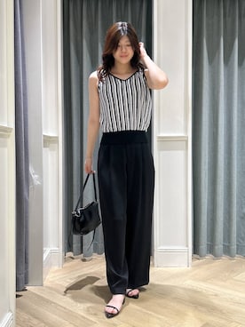 「A part by（アパートバイ）のソフトカーブバッグ（ショルダーバッグ、ブラック系）」を使った、hinariさん（レディース・167cm）の夏コーディネート