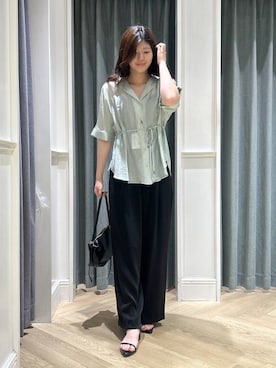 「A part by（アパートバイ）のソフトカーブバッグ（ショルダーバッグ、ブラック系）」を使った、hinariさん（レディース・167cm）の夏コーディネート