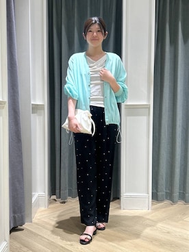 「A part by（アパートバイ）のキンチャクミニショルダバッグ（ショルダーバッグ、ホワイト系）」を使った、hinariさん（レディース・167cm）の夏コーディネート