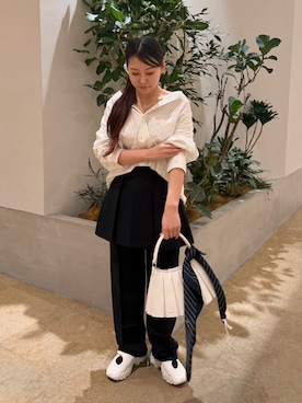 「LACOSTE（ラコステ）のアイテム（バッグ）」を使った、YAMAGUCHIさん（レディース・154cm）の春コーディネート