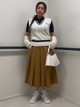「LACOSTE（ラコステ）のアイテム」を使った、YAMAGUCHIさん（レディース・154cm）の秋コーディネート