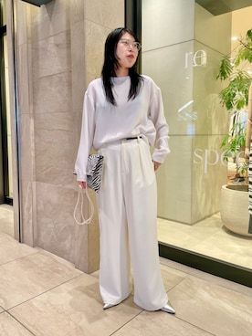 「GALLARDAGALANTE（ガリャルダガランテ）の【ジャケットやニットのインナーに最適！】バックスリットブラウスT（シャツ/ブラウス）」を使った、ggchinatsuさん（レディース・162cm）の春コーディネート