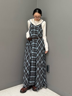 「チェックワンピース」｜てらさん（レディース・153cm）の春コーディネート