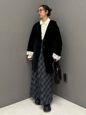 「アイテム（その他アウター、ブラック系）」を使った、てらさん（レディース・153cm）の秋コーディネート