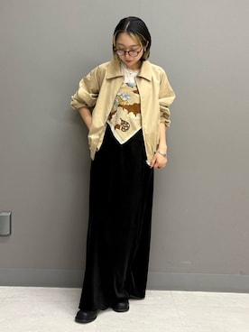 「アイテム（バンダナ/スカーフ）」を使った、てらさん（レディース・153cm）の秋コーディネート