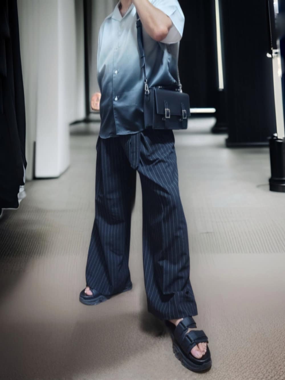 two tuck belt hakama wide slacks ブラック系 M two tuck belt 'hakama' wide slacks / ツータックベルト“ハカマ