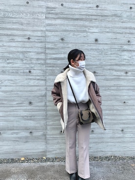「cepo（セポ）のアイテム（ムートンコート）」を使った、akiさん（レディース・150cm）の冬コーディネート