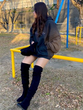 「EGOIST（エゴイスト）のアイテム（キャップ）」を使った、airiさん（レディース・153cm）の冬コーディネート