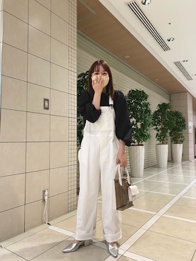「ブラウスコーデ」｜「アイテム（サロペット/オーバーオール）」を使った、なかむらえりかさん（レディース・153cm）の春コーディネート