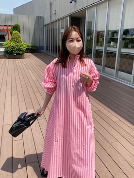 「ピンクシャツ」｜「アイテム（ワンピース/ドレス）」を使った、なかむらえりかさん（レディース・153cm）の春コーディネート