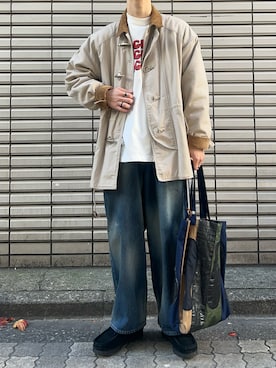 「革靴」｜「アイテム（トートバッグ）」を使った、すとさん（メンズ・172cm）の秋コーディネート