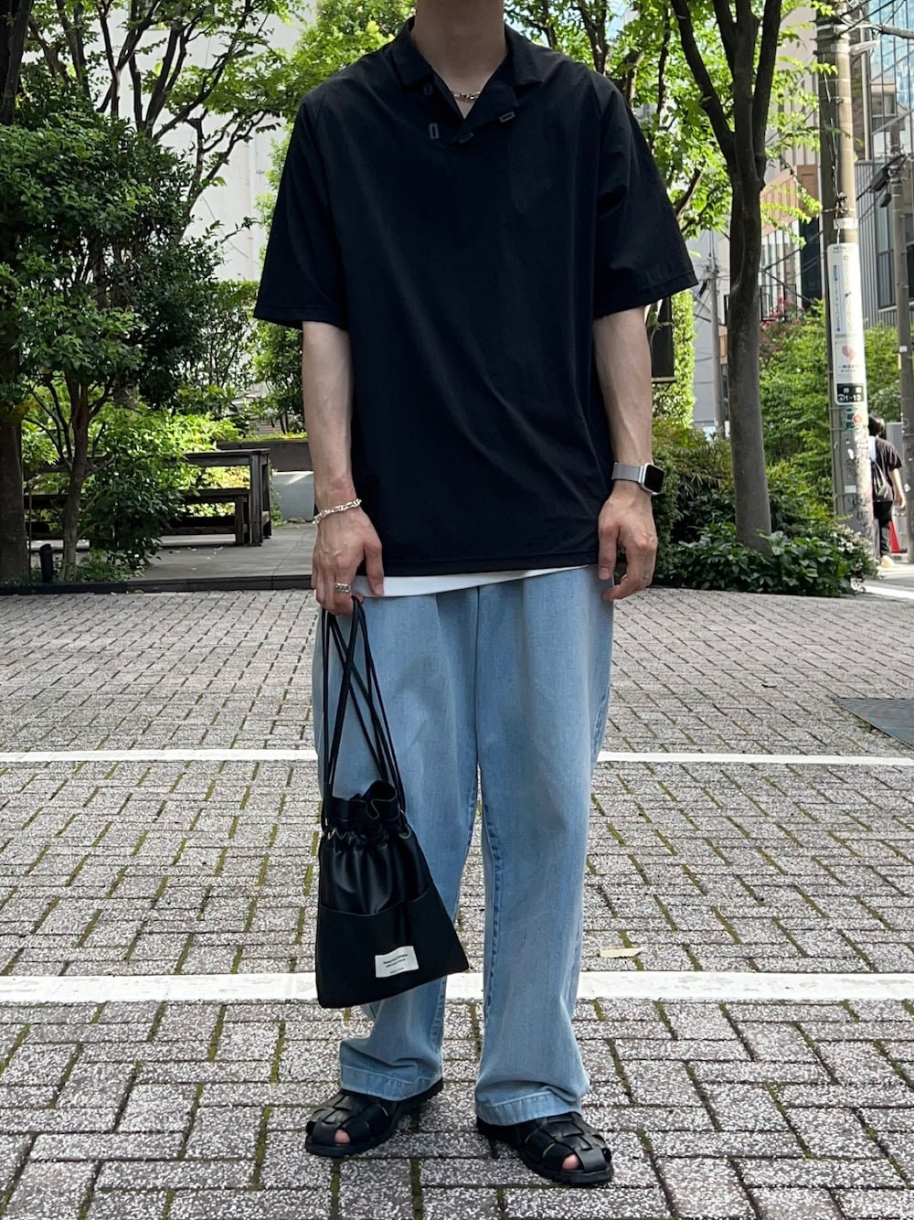 TEATORA ブラック ポロシャツ ナイロンストレッチ ポロシャツ【CAPSULESNAP POLO SHIRT DR