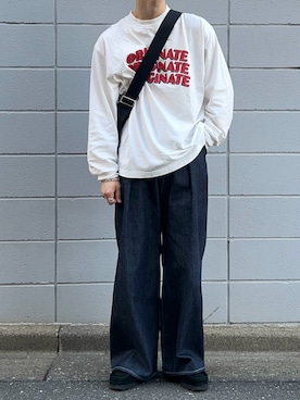 「Graphpaper（グラフペーパー）のアイテム（デニムパンツ）」を使った、すとさん（メンズ・172cm）の春コーディネート