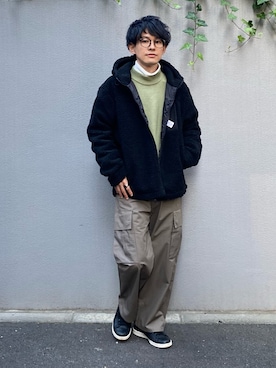「Like Us（ライクアス）のアイテム」を使った、ゆっきーさん（メンズ・165cm）の冬コーディネート