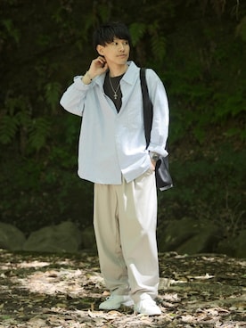 「POLICE（ポリス）のアイテム（ネックレス）」を使った、ゆっきーさん（メンズ・165cm）の春コーディネート