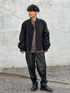 「春服みてみて」｜「アイテム（MA-1）」を使った、ゆっきーさん（メンズ・165cm）の冬コーディネート