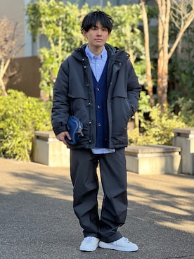 「ほめられ本命コーデ」｜「アイテム（ダウンジャケット/コート）」を使った、ゆっきーさん（メンズ・165cm）の冬コーディネート
