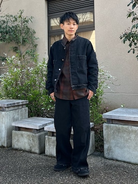 「チェック柄に恋してる」｜「アイテム（デニムジャケット）」を使った、ゆっきーさん（メンズ・165cm）の春コーディネート