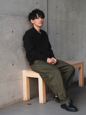 「CRAFT STANDARD BOUTIQUE（クラフトスタンダードブティック）のワイドクライミングパンツ（その他パンツ）」を使った、ゆっきーさん（メンズ・165cm）の秋コーディネート