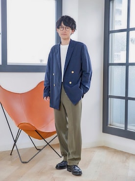 「NANO universe（ナノユニバース）のアイテム（ジャケット/アウター）」を使った、ゆっきーさん（骨格ウェーブ・メンズ・165cm）の春コーディネート