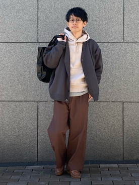 「アイテム（カーディガン/ボレロ）」を使った、ゆっきーさん（メンズ・165cm）の秋コーディネート