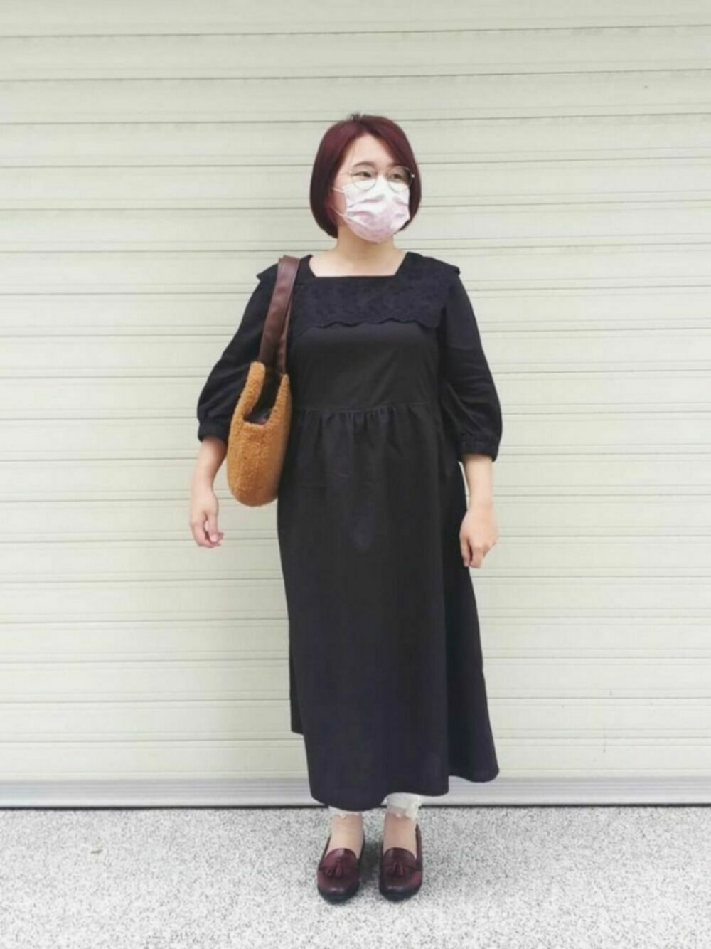 「ootd、夏コーデ、ドレス、ワンピース、エレガント、イメチェン、おしゃれさんと繋がりたい、差し色」｜「JINSの【All Titanium -2-】オールチタン2（メガネ、ブラウン系）」を使った、呱呱🍯さん（レディース・152cm）の夏コーディネートの1枚目の写真