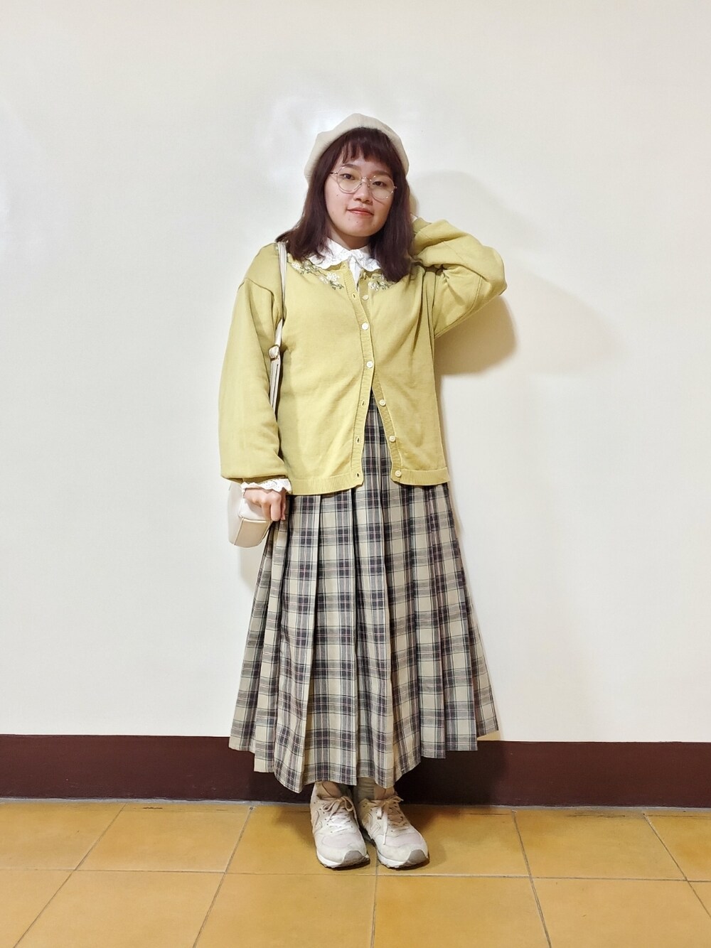 「いまどきジャケット写真、春コーデ、刺繍、大人カジュアル、大人かわいい、低身長、色合わせ」｜「ehka sopoのレース襟ブラウス（シャツ/ブラウス、ホワイト系）」を使った、呱呱🍯さん（レディース・152cm）の春コーディネートの1枚目の写真