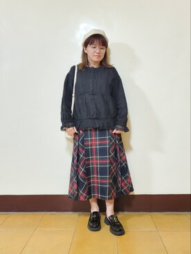 「いまどきジャケット写真」｜「アイテム（ハンチング/ベレー帽）」を使った、呱呱🍯さん（レディース・152cm）の春コーディネート
