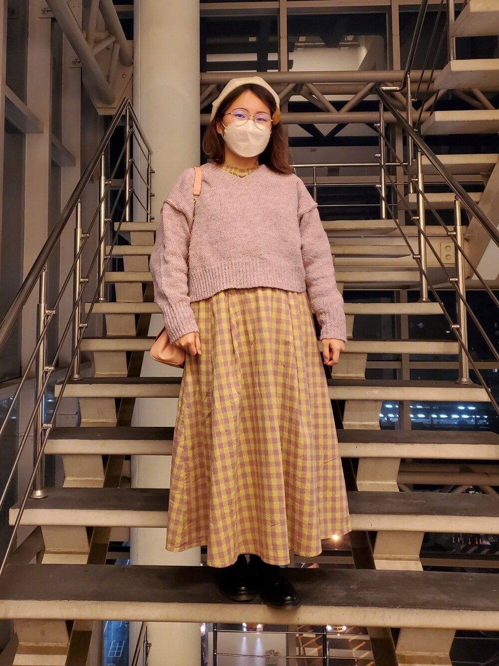 POU DOU DOU（プードゥドゥ）の「配色ギンガムフレアスカート
