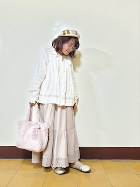 「刺繍」｜「アイテム（スリッポン）」を使った、呱呱🍯さん（レディース・152cm）の冬コーディネート