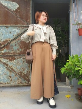 「拼接」｜呱呱🍯さん（レディース・152cm）の秋コーディネート