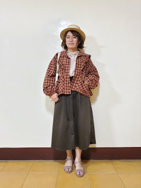 「チェック柄に恋してる」｜「アイテム（トートバッグ）」を使った、呱呱🍯さん（レディース・152cm）の夏コーディネート