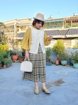 「チェック柄に恋してる」｜「アイテム（パンプス）」を使った、呱呱🍯さん（レディース・152cm）の春コーディネート