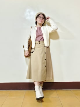 「新星WEARISTAにエントリー」｜「アイテム（ハンチング/ベレー帽）」を使った、呱呱🍯さん（レディース・152cm）の冬コーディネート