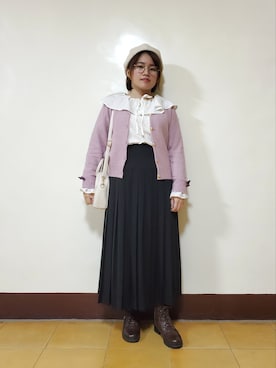 「水玉」｜「アイテム（ハンチング/ベレー帽）」を使った、呱呱🍯さん（レディース・152cm）の春コーディネート