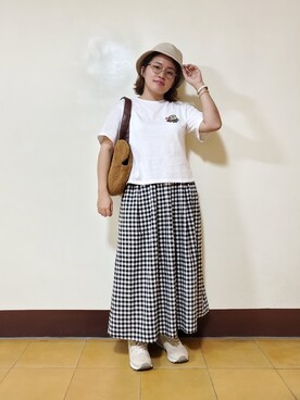 「アイテム（アナログ腕時計、ピンク系）」を使った、呱呱🍯さん（レディース・152cm）の秋コーディネート