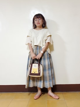 「アイテム（アナログ腕時計、ピンク系）」を使った、呱呱🍯さん（レディース・152cm）の秋コーディネート