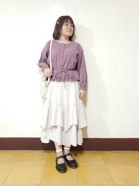 「SLURR（スラ―）のアイテム」を使った、呱呱🍯さん（レディース・152cm）の夏コーディネート