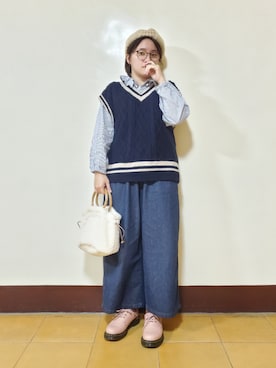 「新星WEARISTAにエントリー」｜「アイテム（ハンチング/ベレー帽）」を使った、呱呱🍯さん（レディース・152cm）の冬コーディネート
