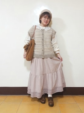 「新年一発目」｜「アイテム（帽子）」を使った、呱呱🍯さん（レディース・152cm）の冬コーディネート