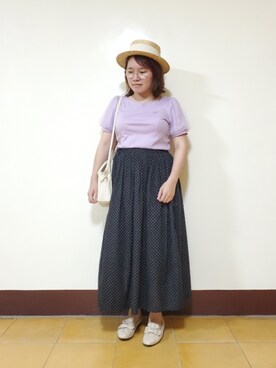 「水玉」｜「アイテム（Tシャツ/カットソー）」を使った、呱呱🍯さん（レディース・152cm）の夏コーディネート